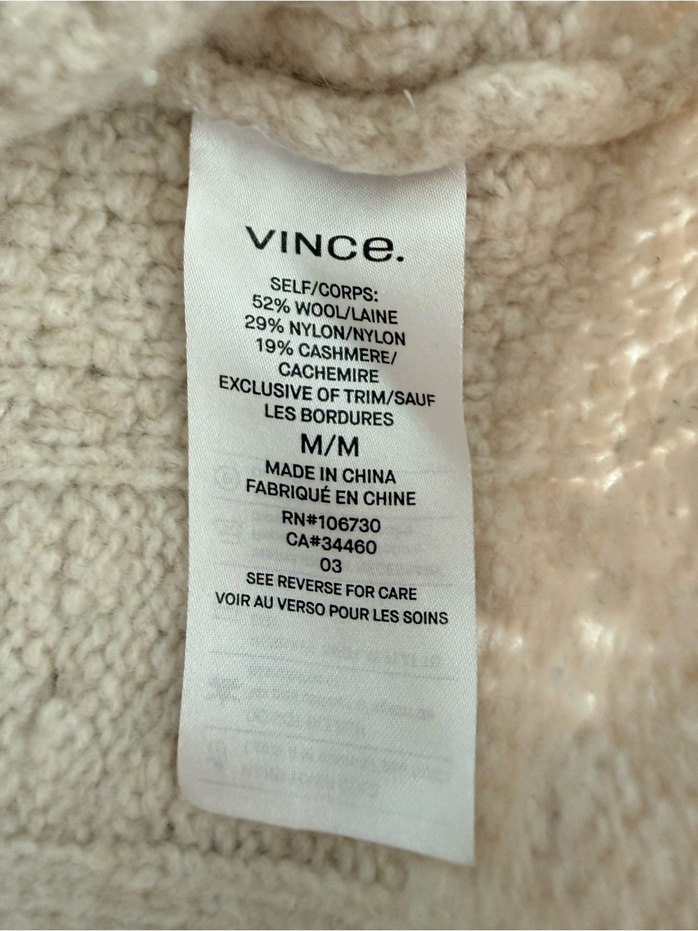 Vince Cropped Cable Knit Sweater | Wool Cashmere Blend | Ivory Chunky Knit - Picture 12 of 13